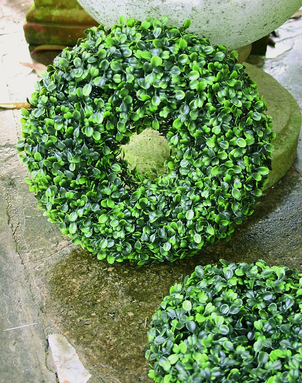 Künstlicher Buchsbaumkranz aus Kunststoff, Ø 32 cm, grün