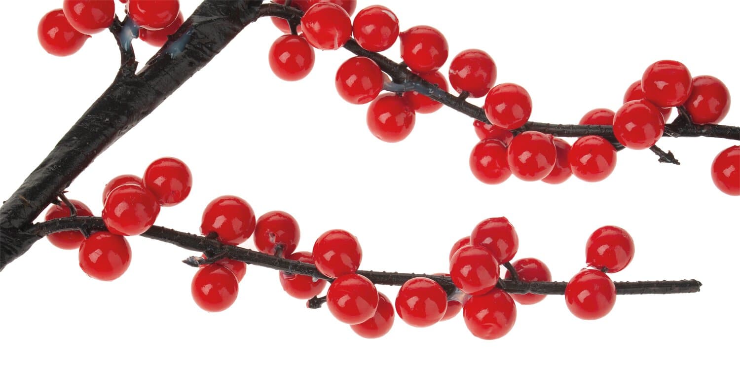 Artificial branch with holly berries, 81 cm, red