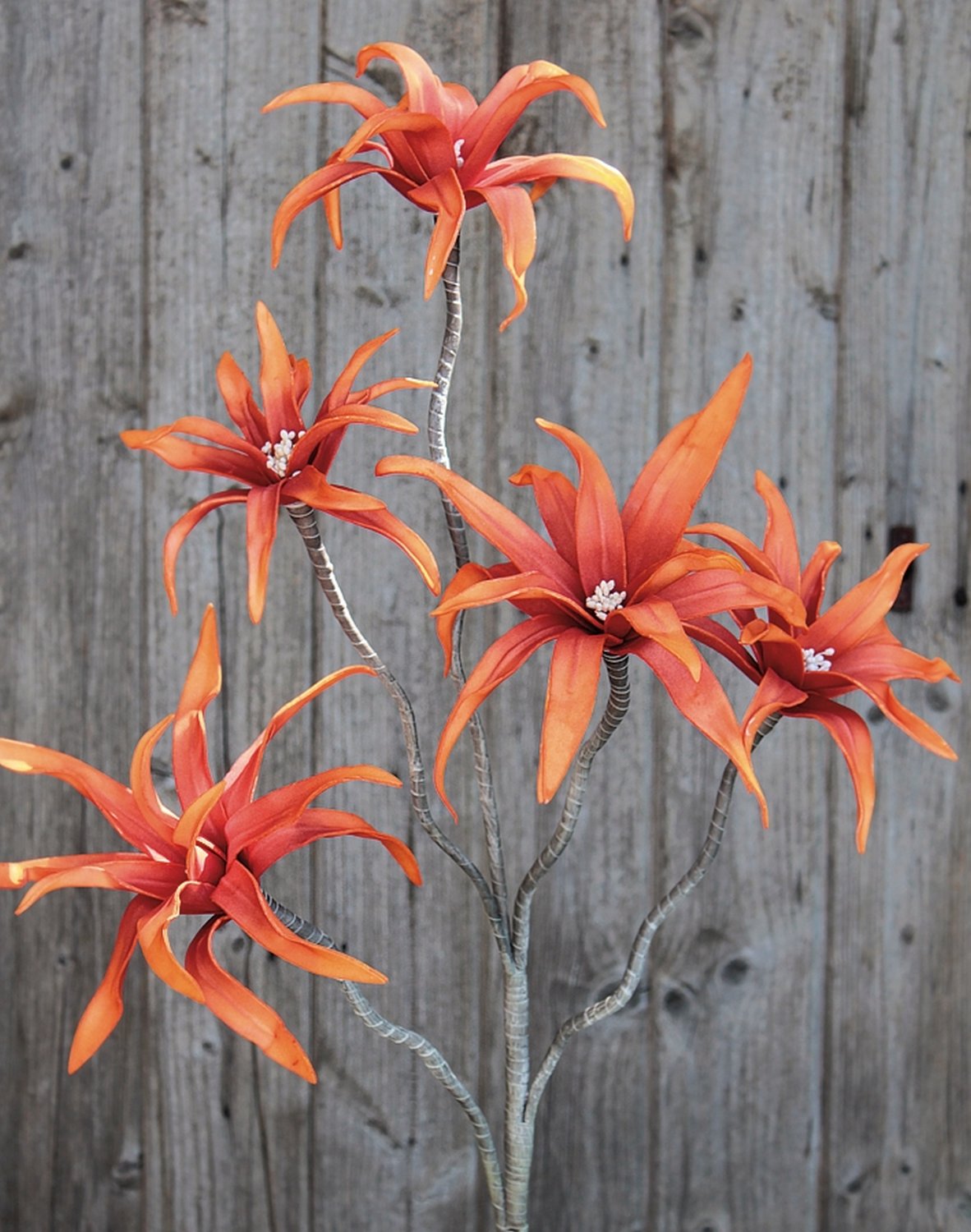 Artificial soft flower 'exotic', 5 flowers, 115 cm, orange