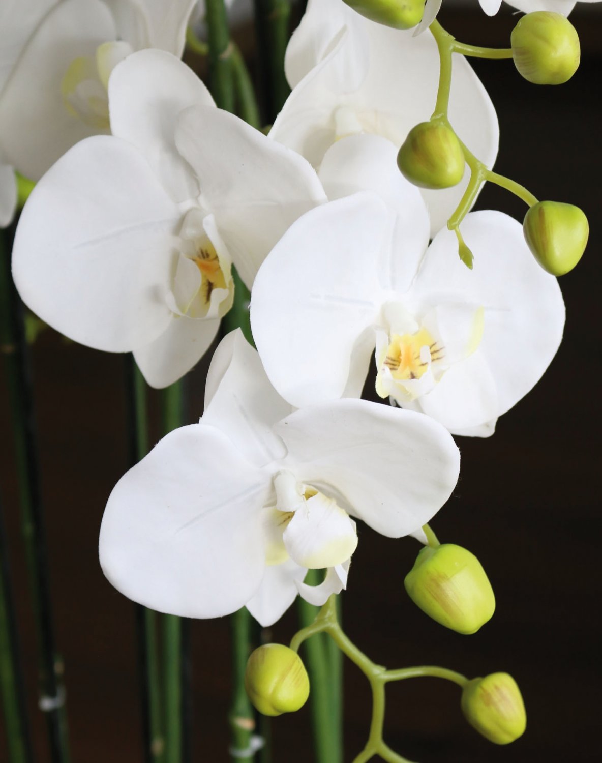 Künstliche Orchidee Phalaenopsis in 'Erde', 9-fach, 120 cm, Real Touch, weiß