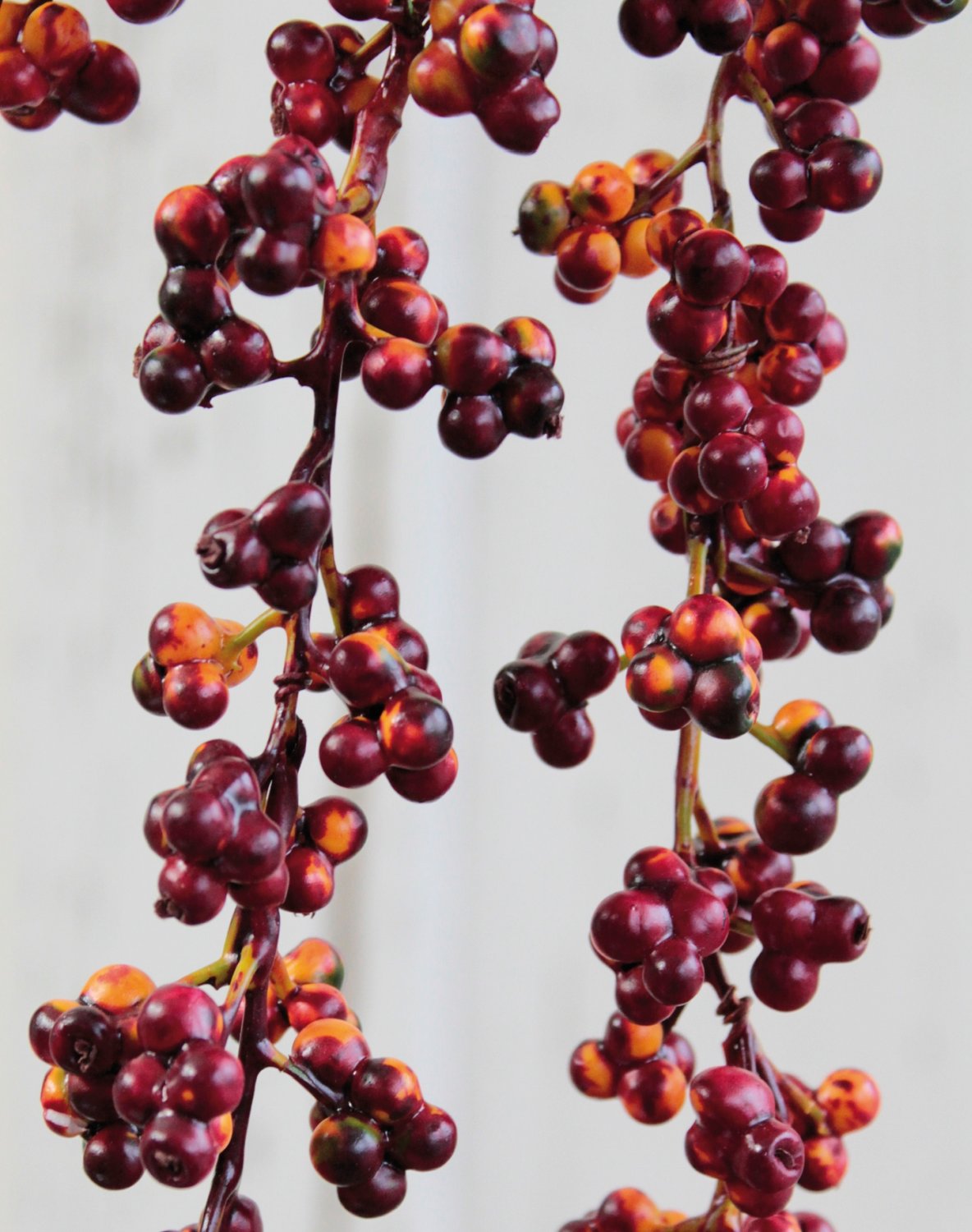 Fake berries branch hanger, 43 cm (total 65 cm), autumn red