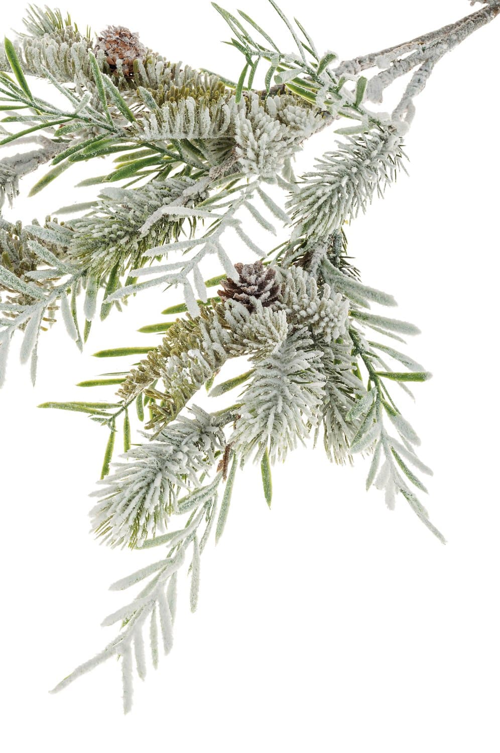 Artificial cypress branch, mixed, snow-covered, 110 cm, green-white