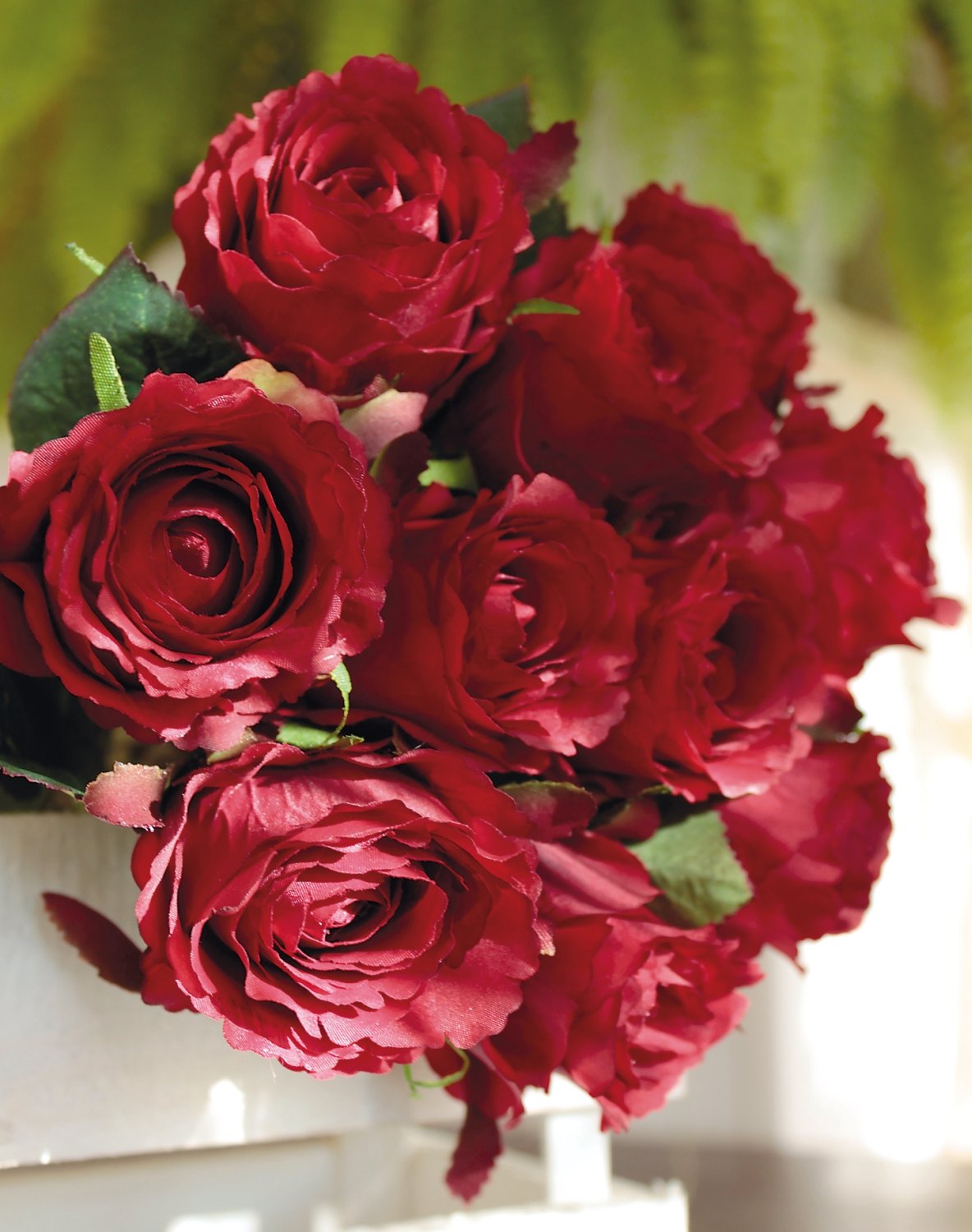 Mazzo di rose artificiali, 9 fiori, 37 cm, rosso