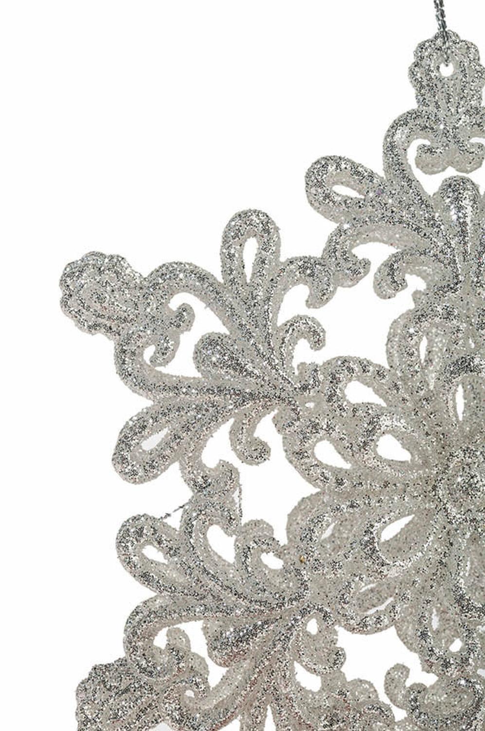 Fiocco di neve decorativo in acrilico, 2 pezzi, Ø 13 cm, argento