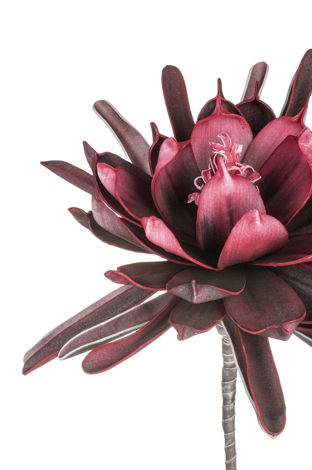 Deko Soft flower 'Kaktusblüte', 90 cm, burgunder-schwarz