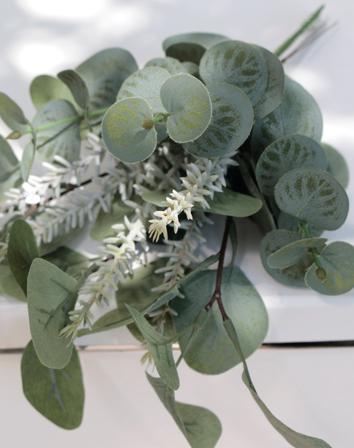 Artificial eucalyptus-/ rosemary bunch, 30 cm, green-grey