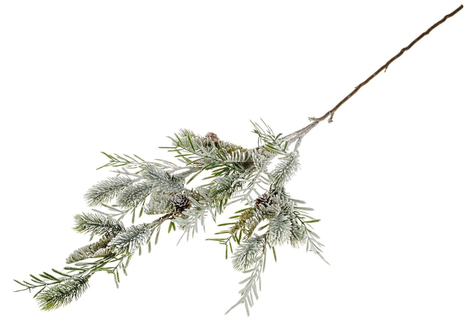 Artificial cypress branch, mixed, snow-covered, 110 cm, green-white