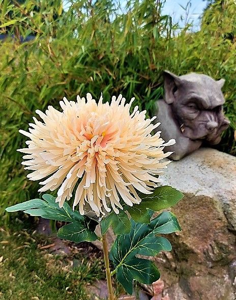 Faux Chrysanthemum, 73 cm, Ø 18 cm, cream-apricot