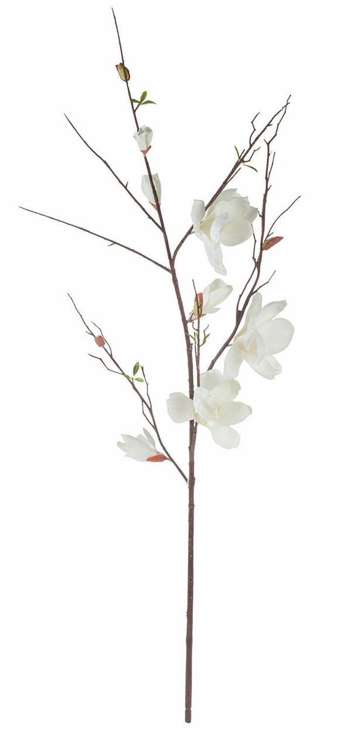 Künstlicher Zweig mit Magnolienblüten, 115 cm, creme-weiß