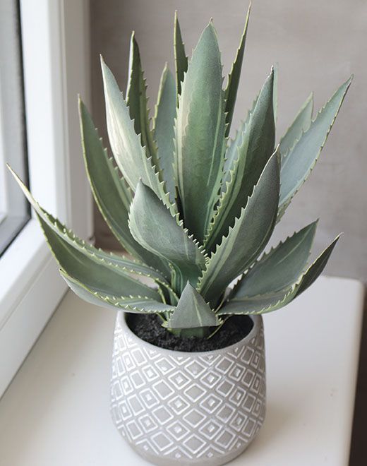 Aloe di plastica con 18 foglie, in vaso, 33 cm, verde