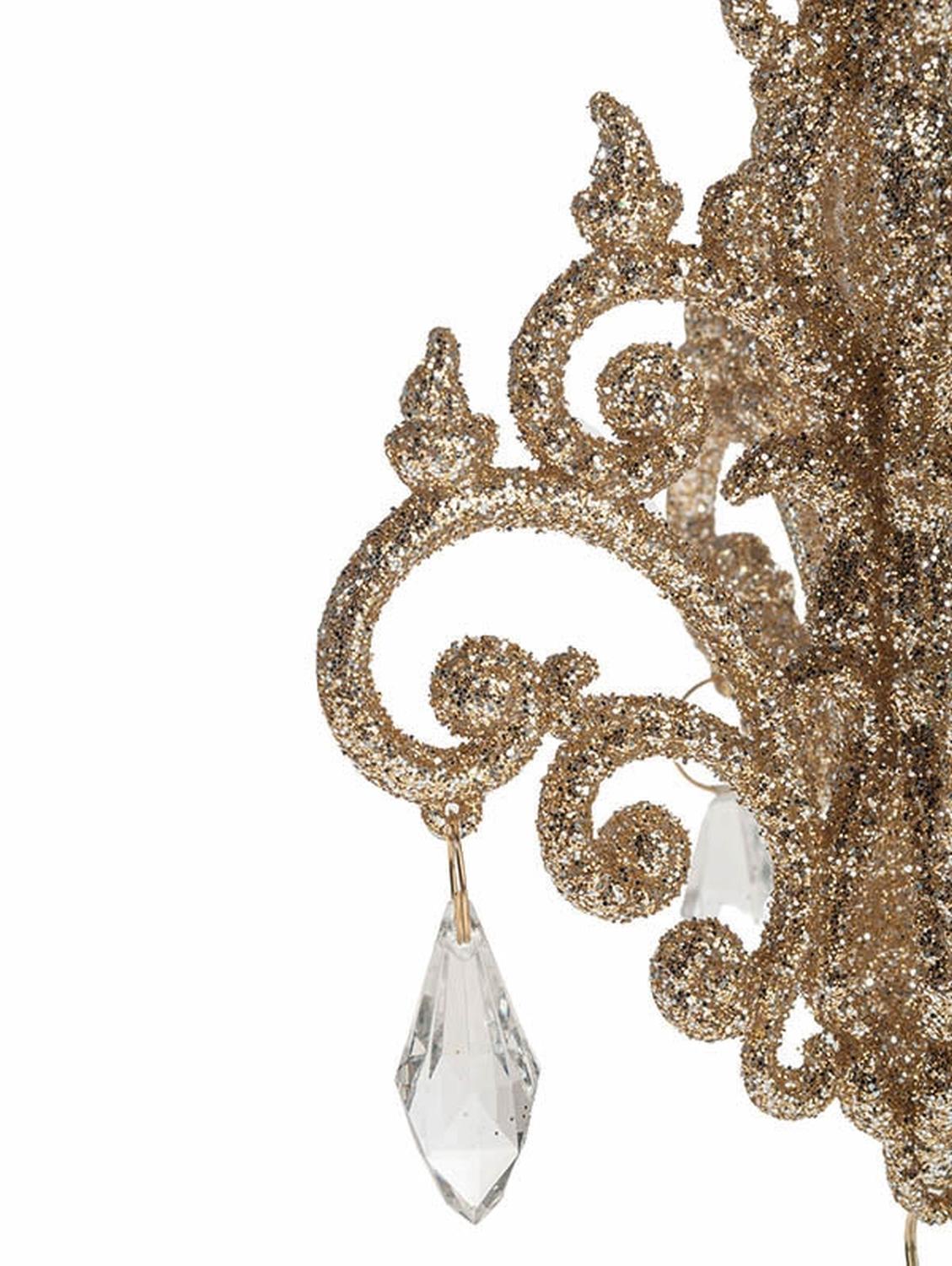 Deko Ornament 'Lüster' aus Acryl Material, 14 cm, champagner-camelie