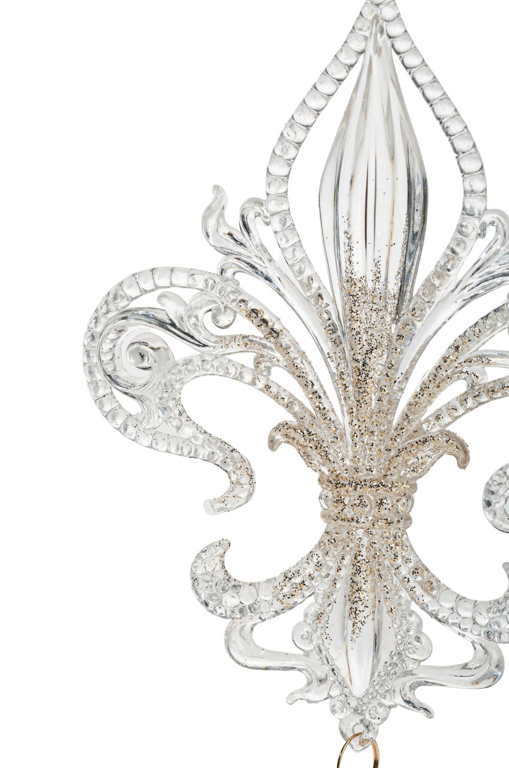 Deco ornament 'French lily' made of acrylic, 15 cm, white-gold