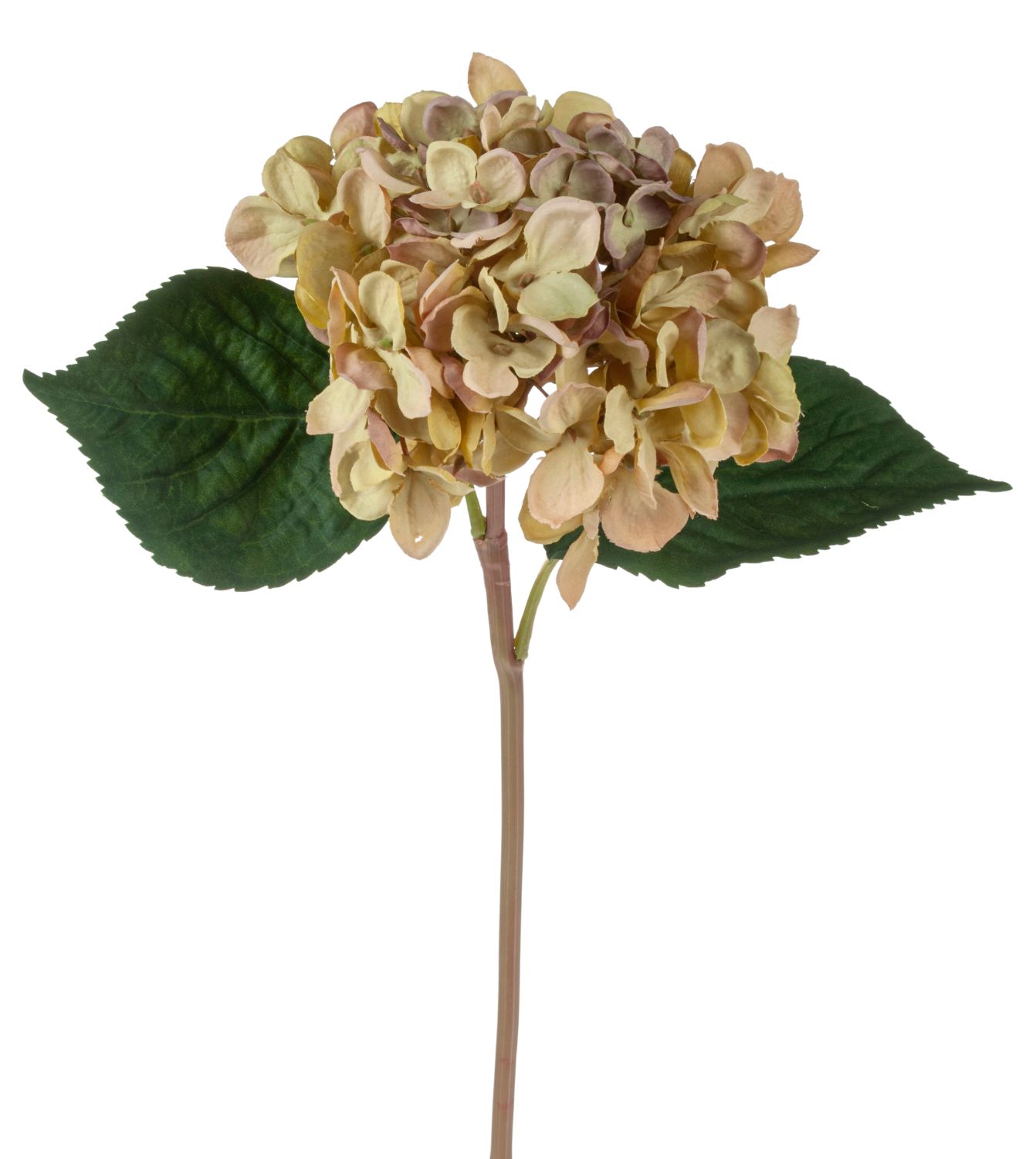 Artificial hydrangea, 43 cm, green-brown