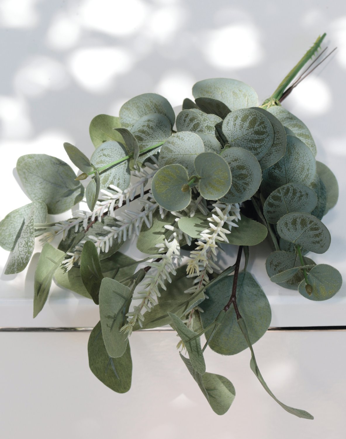 Artificial eucalyptus-/ rosemary bunch, 30 cm, green-grey