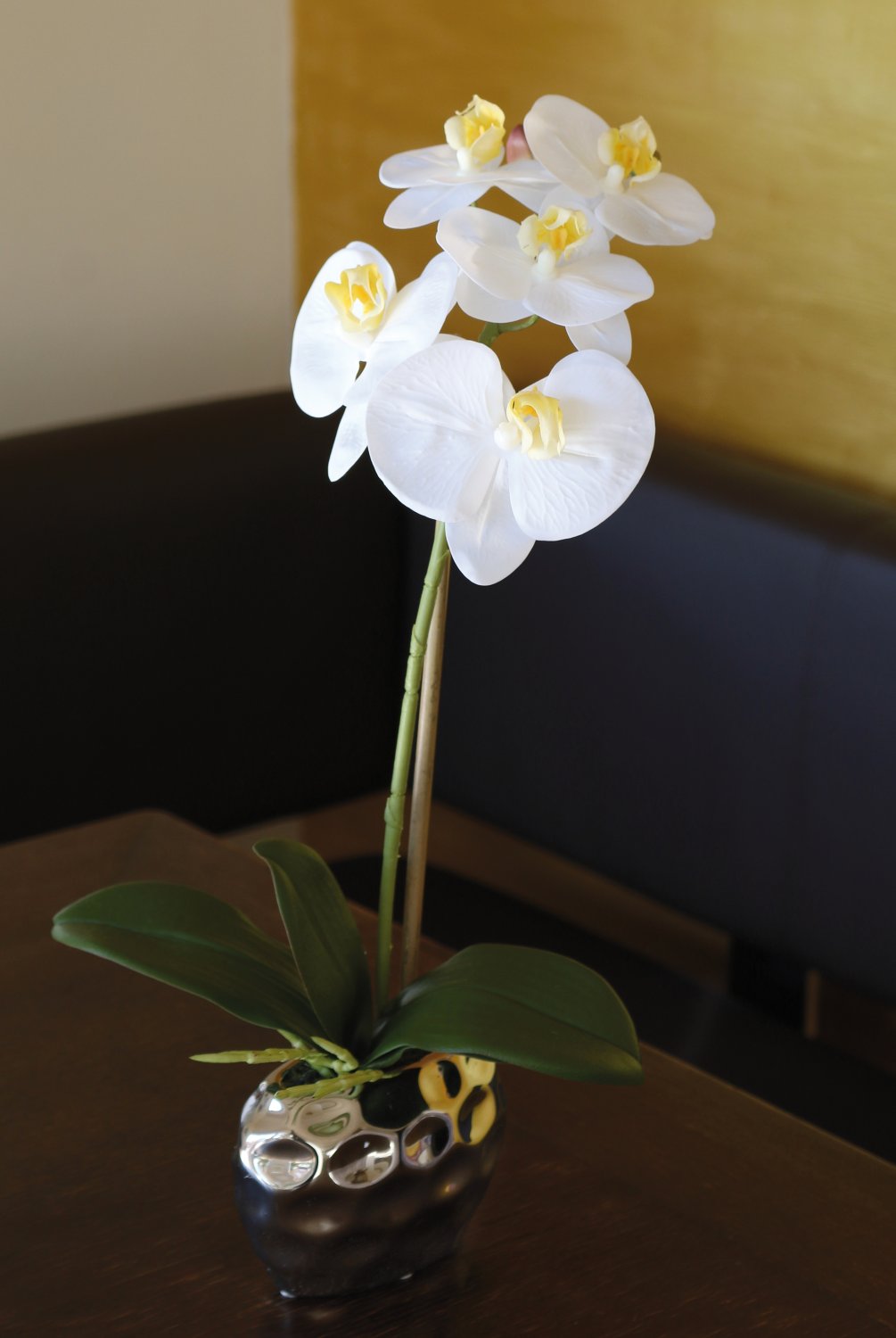 Phalaenopsis de plástico, tiesto, 43 cm, tacto real suave, blanco crema Phalaenopsis de plástico, tiesto, 43 cm, tacto real suave, blanco crema
