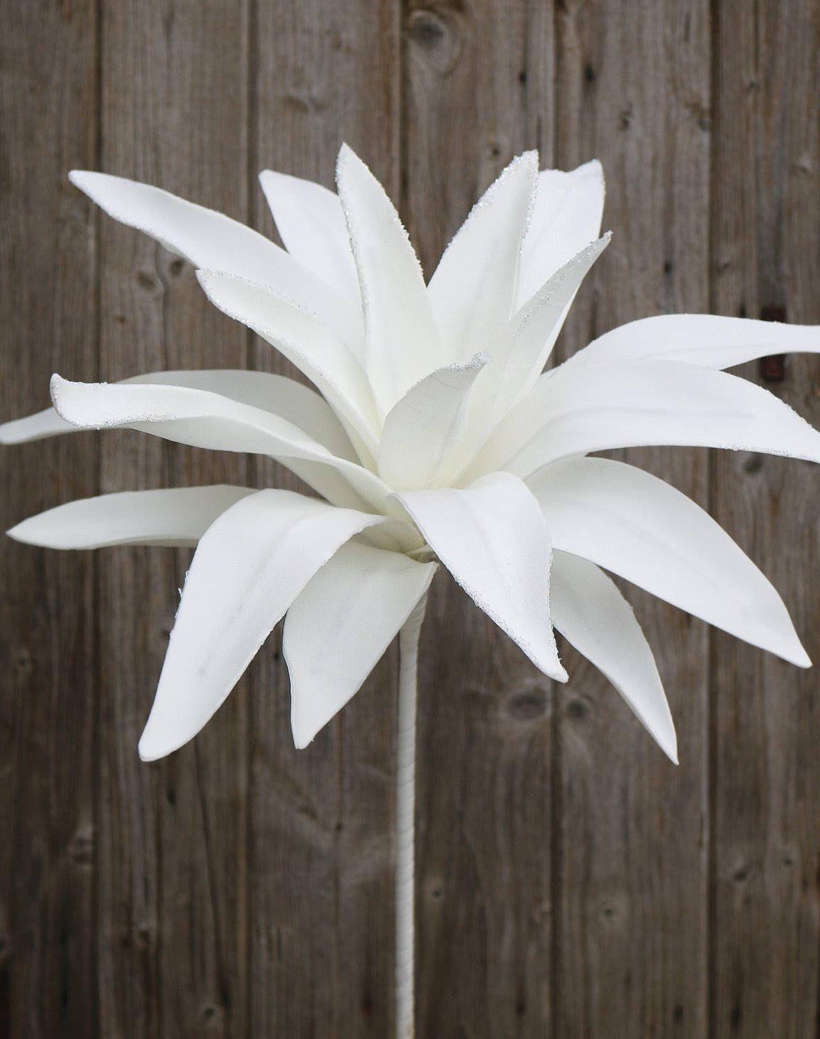 Künstliche Soft flower 'Aloe', mit Glitter, 90 cm, frost-weiß