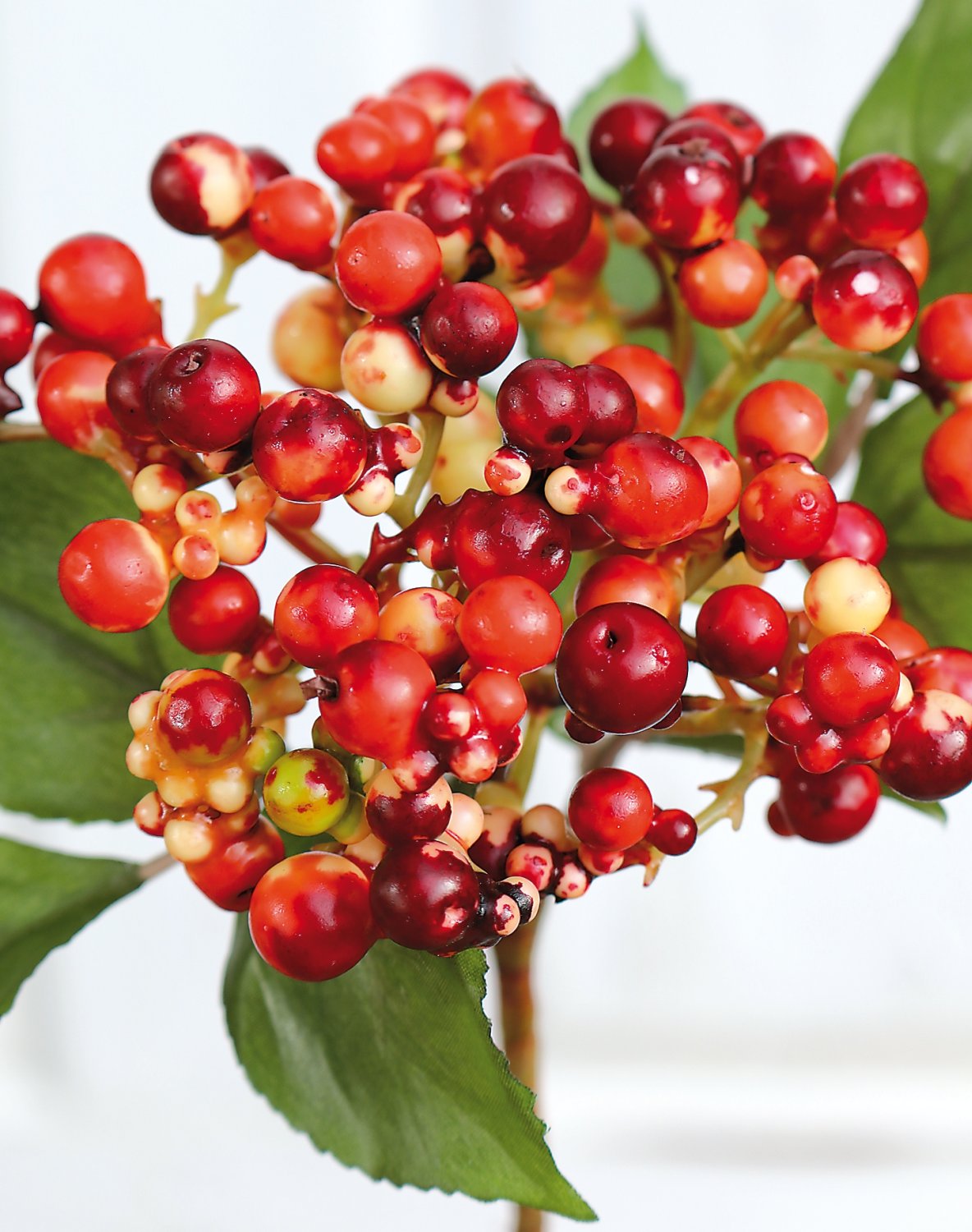 Artificial berries on stick, 30 cm, red