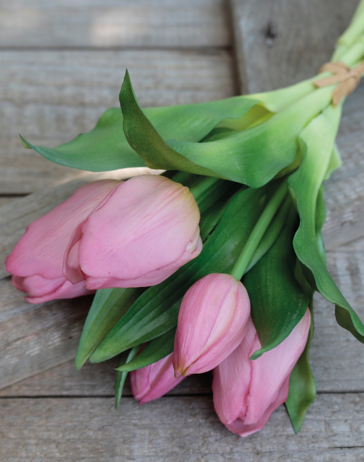 Artificial tulip bouquet, 5-fold, 28 cm, light violet