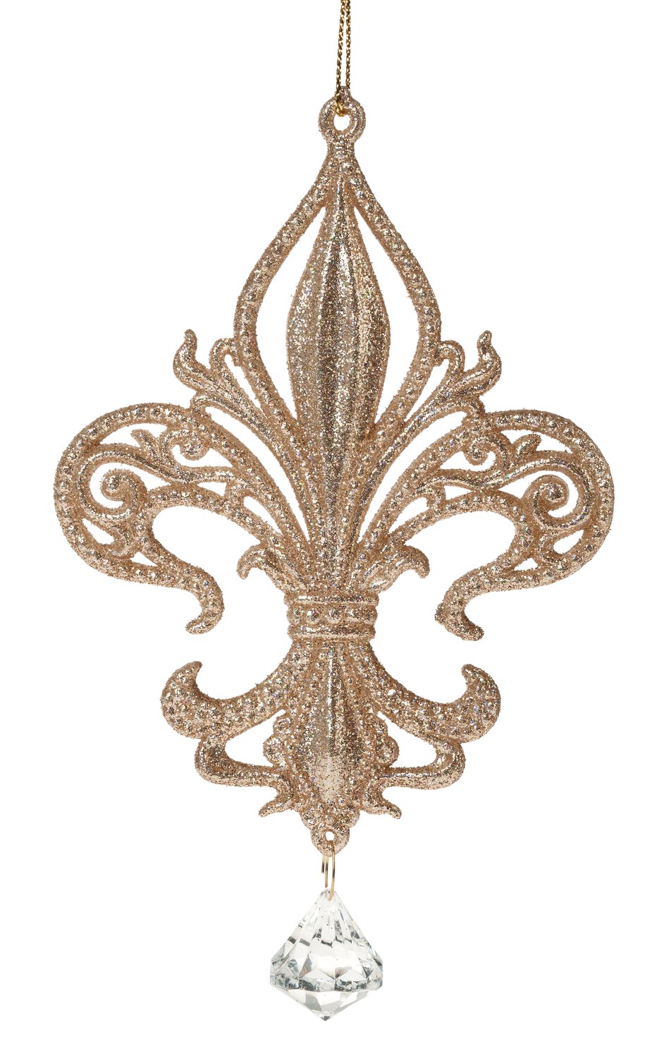 Deco ornament 'French lily' made of acrylic, 15 cm, thé-gold