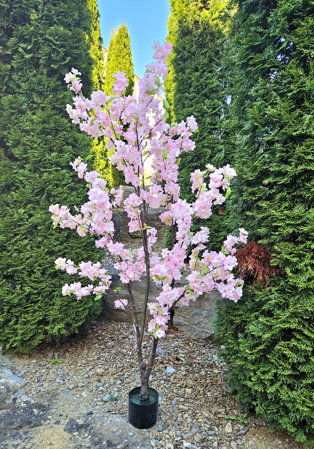 Arbre à fleurs de cerisier artificiel, 175 cm, rose clair