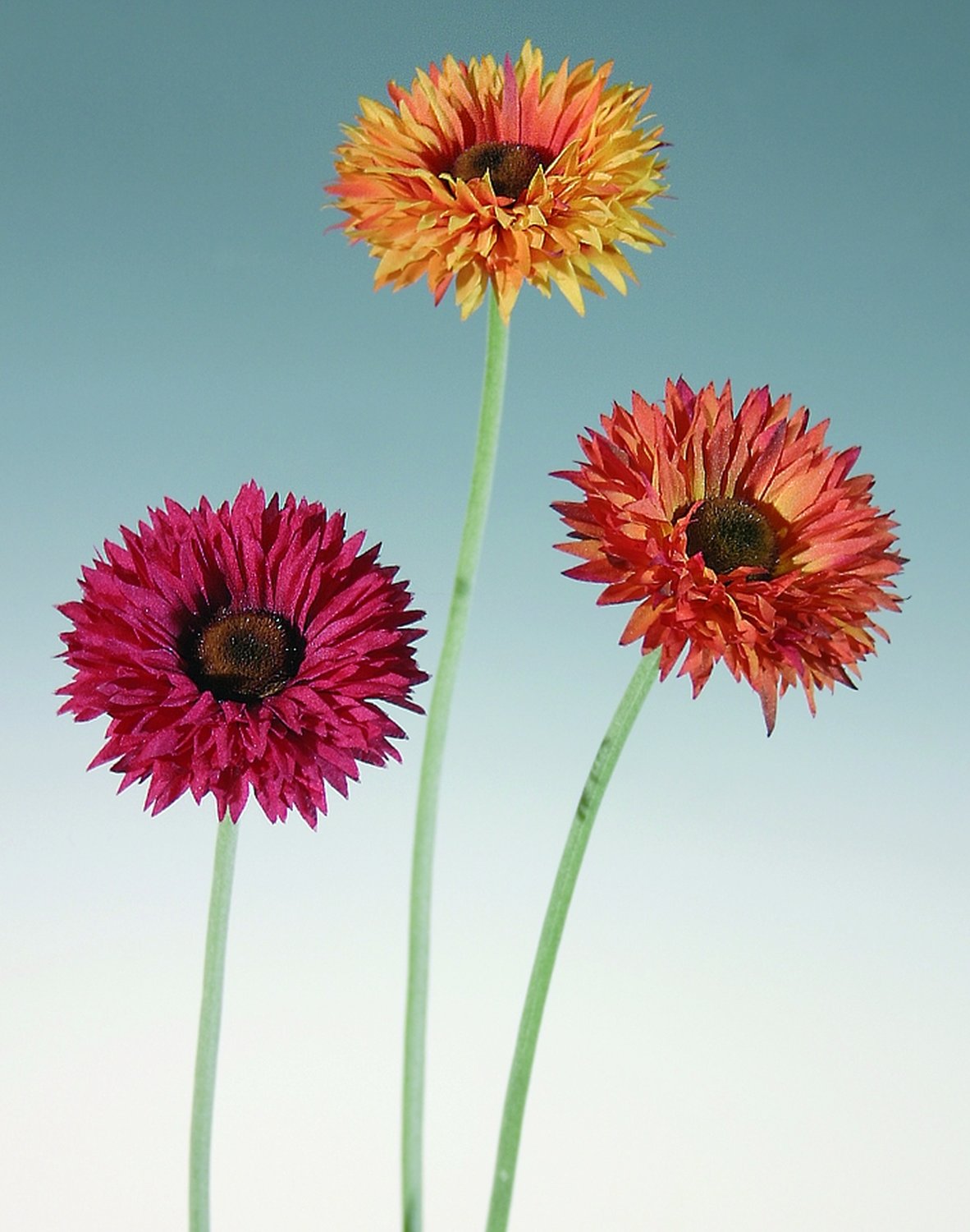 Künstliche Gerbera mit beflocktem Stiel, 46 cm, orange