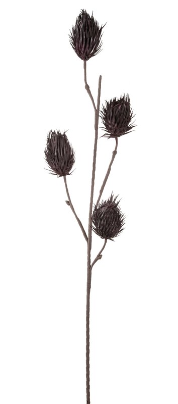 Deko Soft flower 'Distelzweig', 118 cm, dunkelviolett