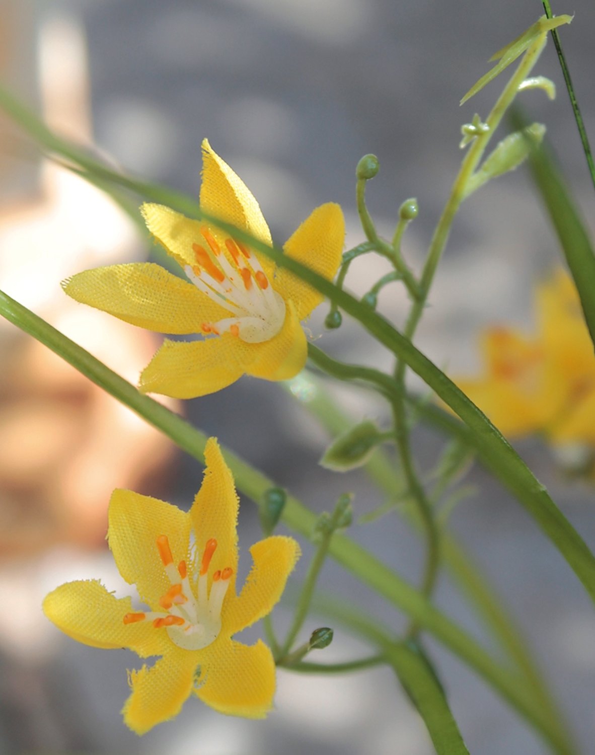 Künstliches Gras mit Blüten in 'Erde', 43 cm, gelb