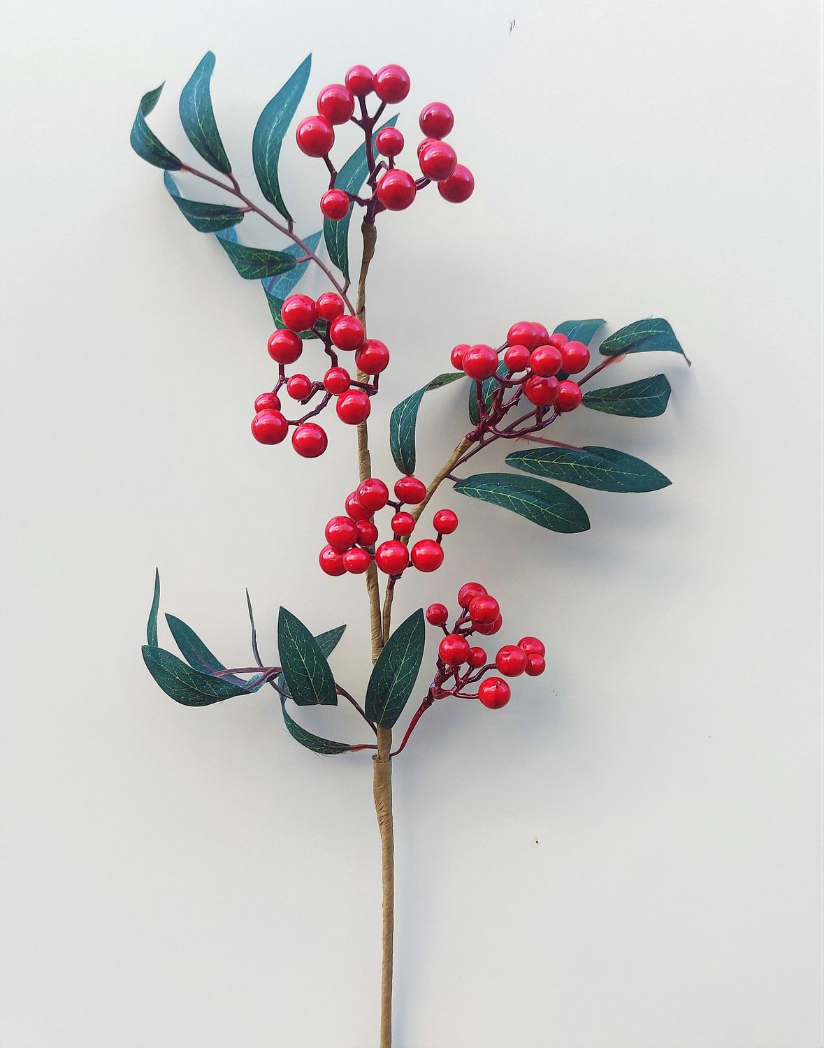 Artificial berry branch, 54 cm, red