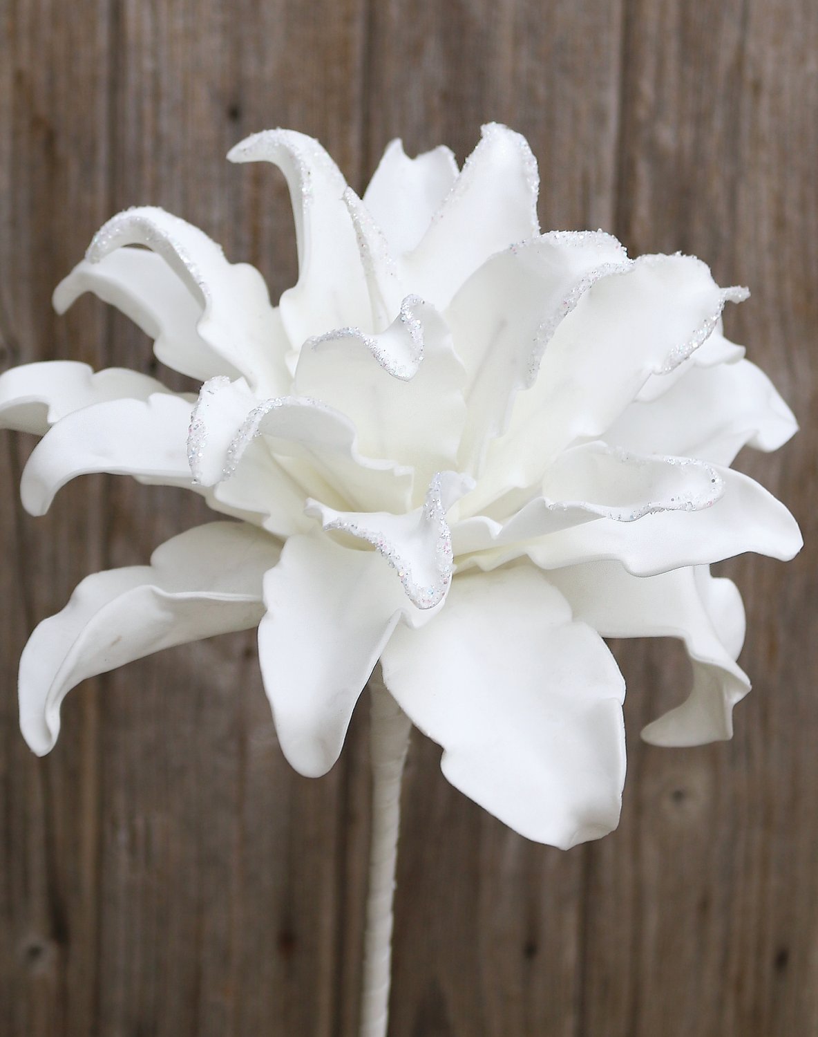 Künstliche Soft flower 'Blüte', mit Glitter, 38 cm, frost-weiß