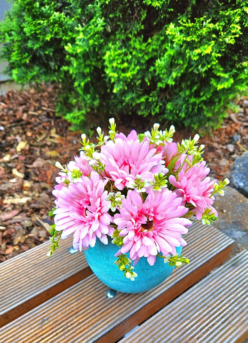 Künstlicher Gerberastrauß mit 7 Blüten, 30 cm, Ø 22 cm, hellrosa