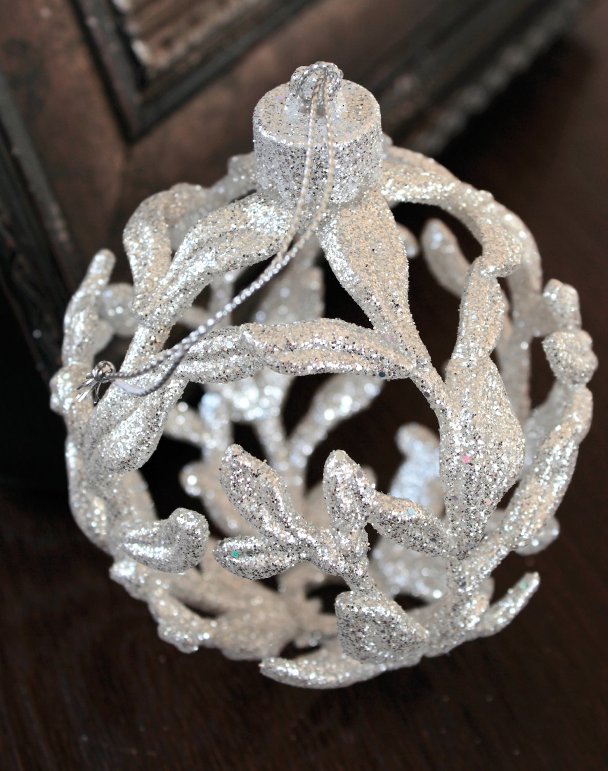 Deko Ornament, Acryl, Ø 9 cm, silber
