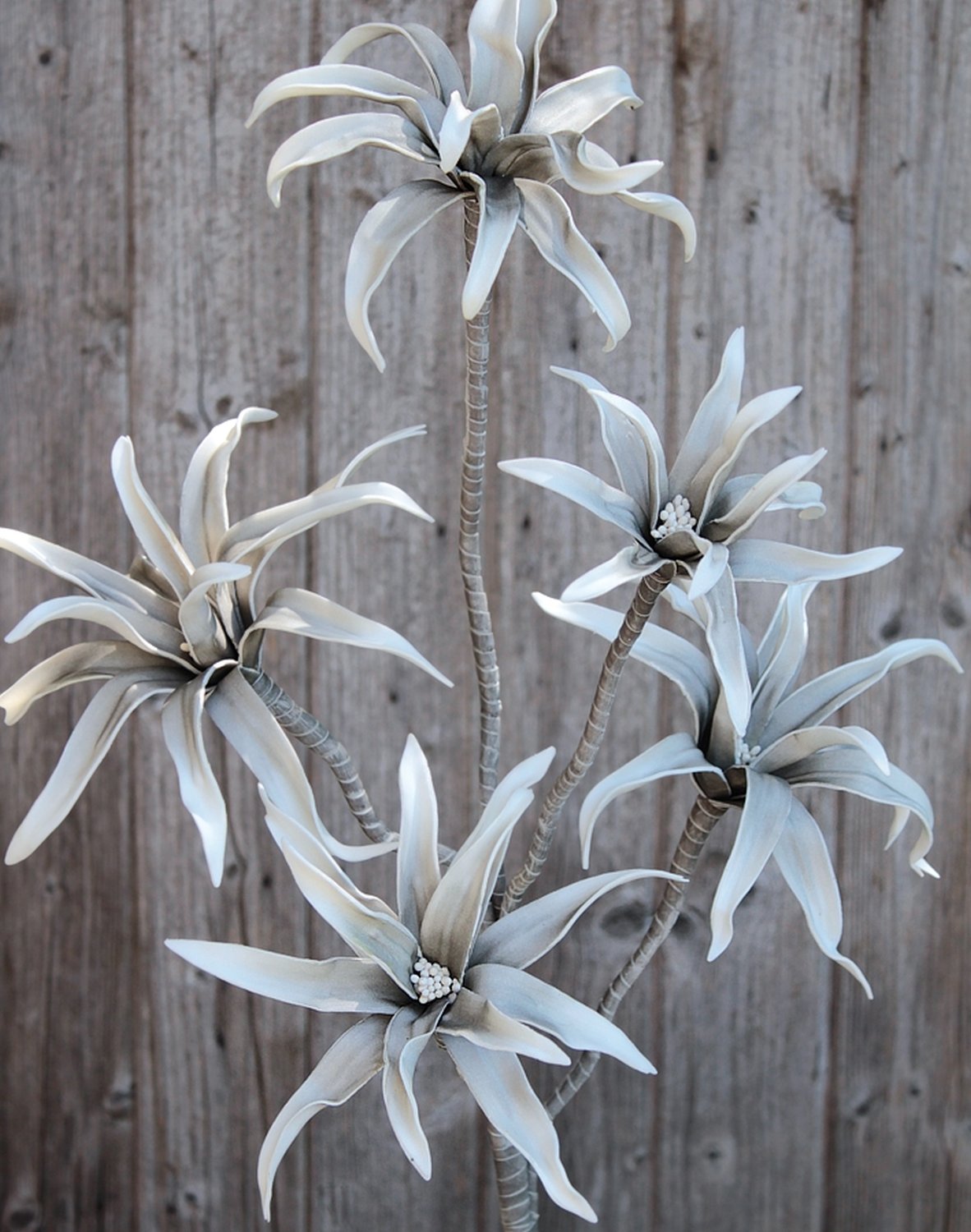 Artificial soft flower 'exotic', 5 flowers, 115 cm, grey