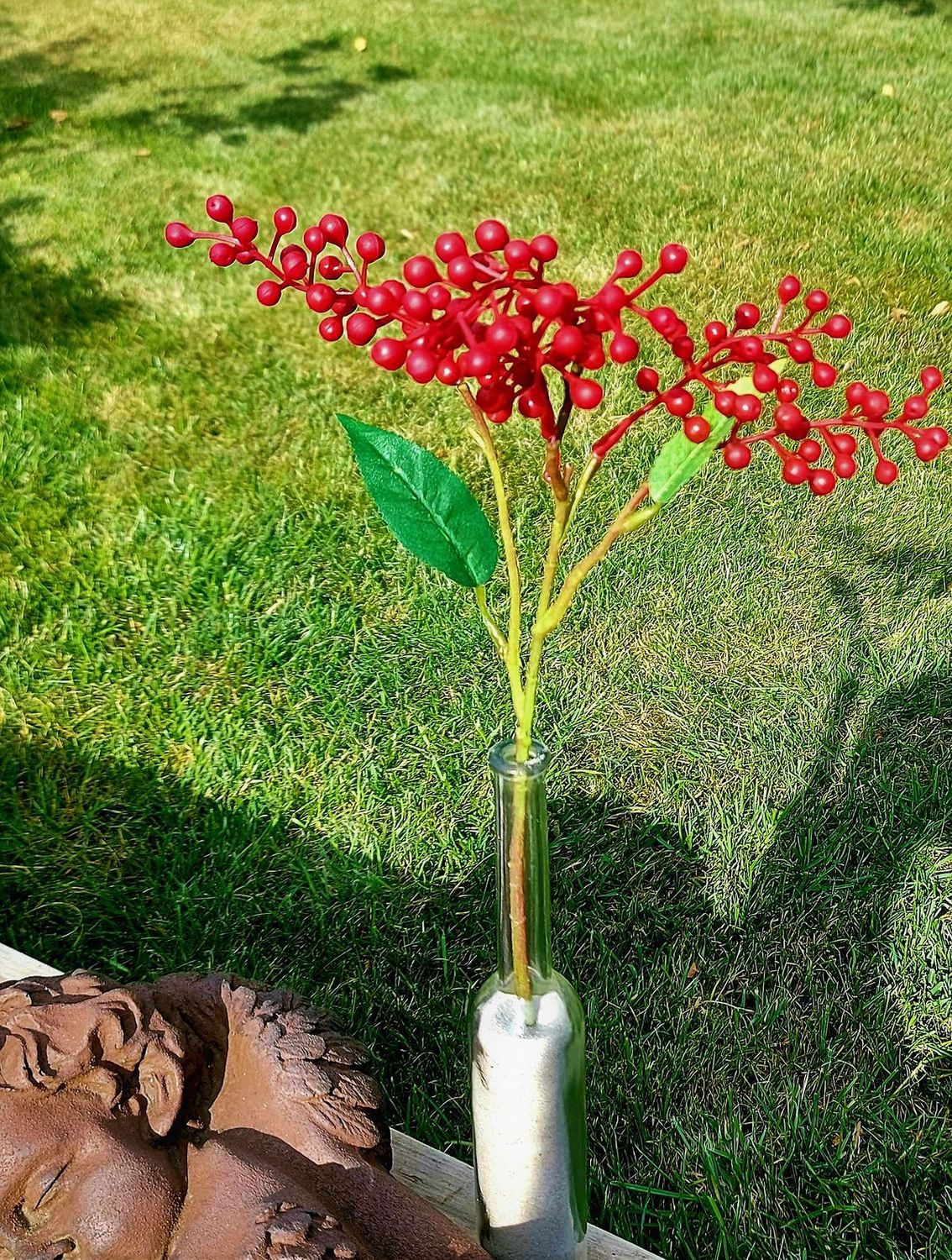 Artificial berry branch, 40 cm, red