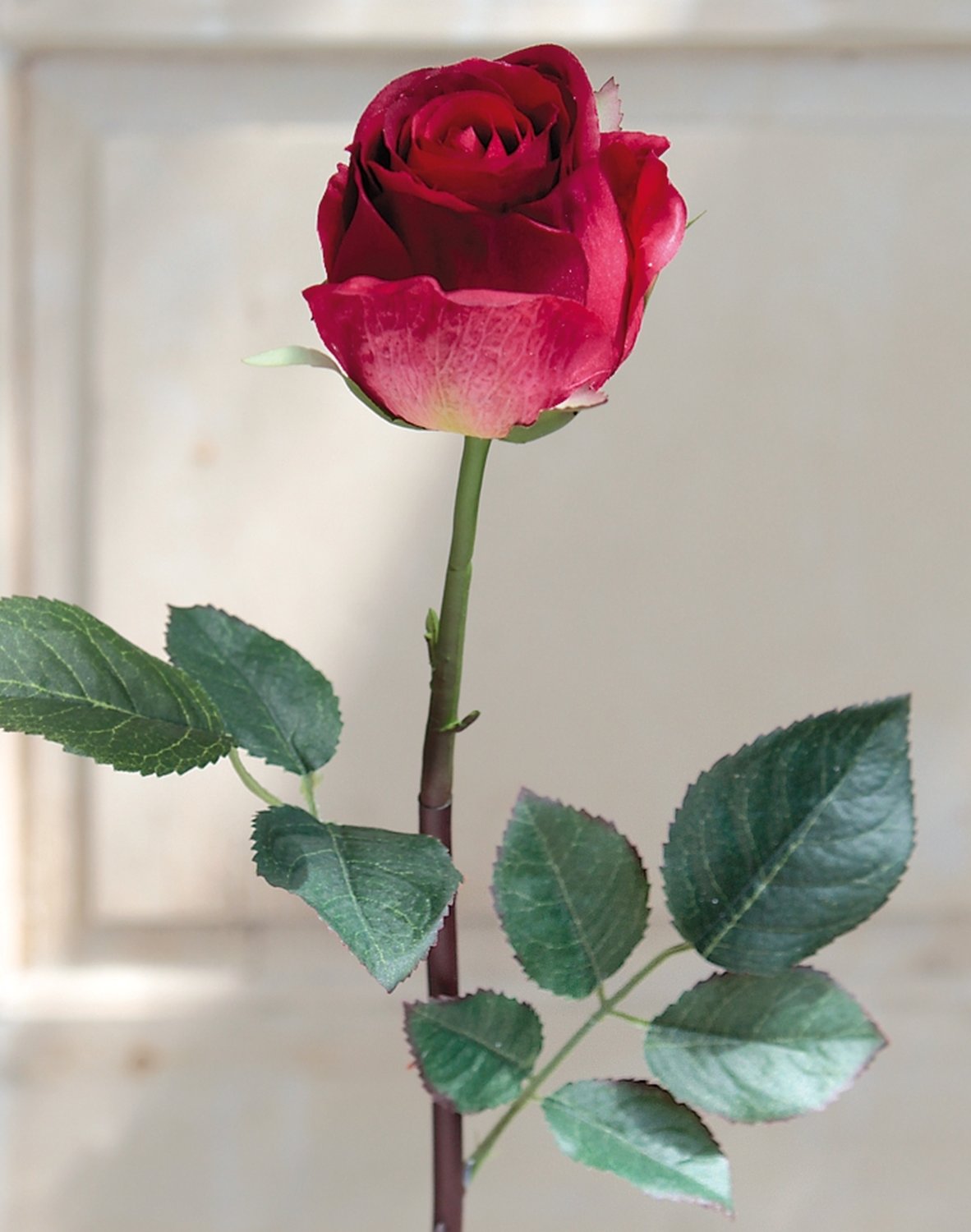 Künstliche Rose, 58 cm, rot-grün