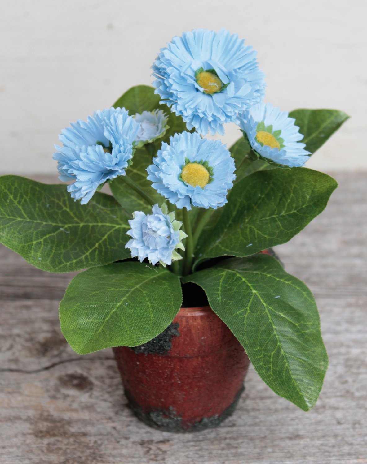 Künstliche Bellis, getopft, 6-fach, 15 cm, hellblau