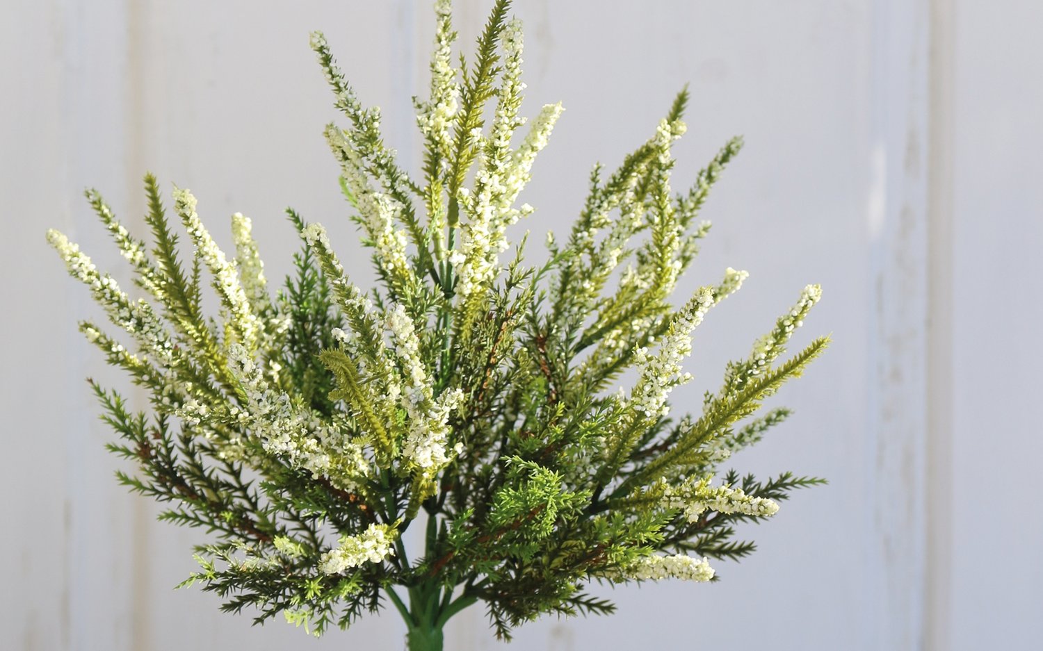 Artificial erica bush, 20 cm, white-green