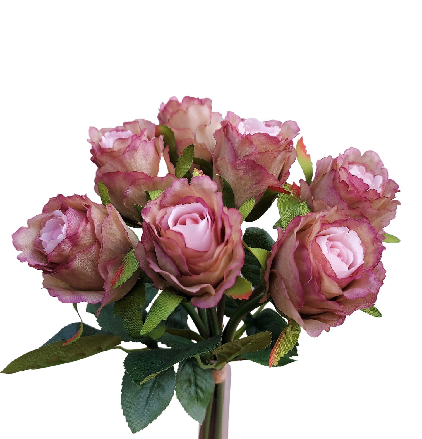 Artificial field-grown rose bouquet, 7 flowers, 37 cm, antique-light purple