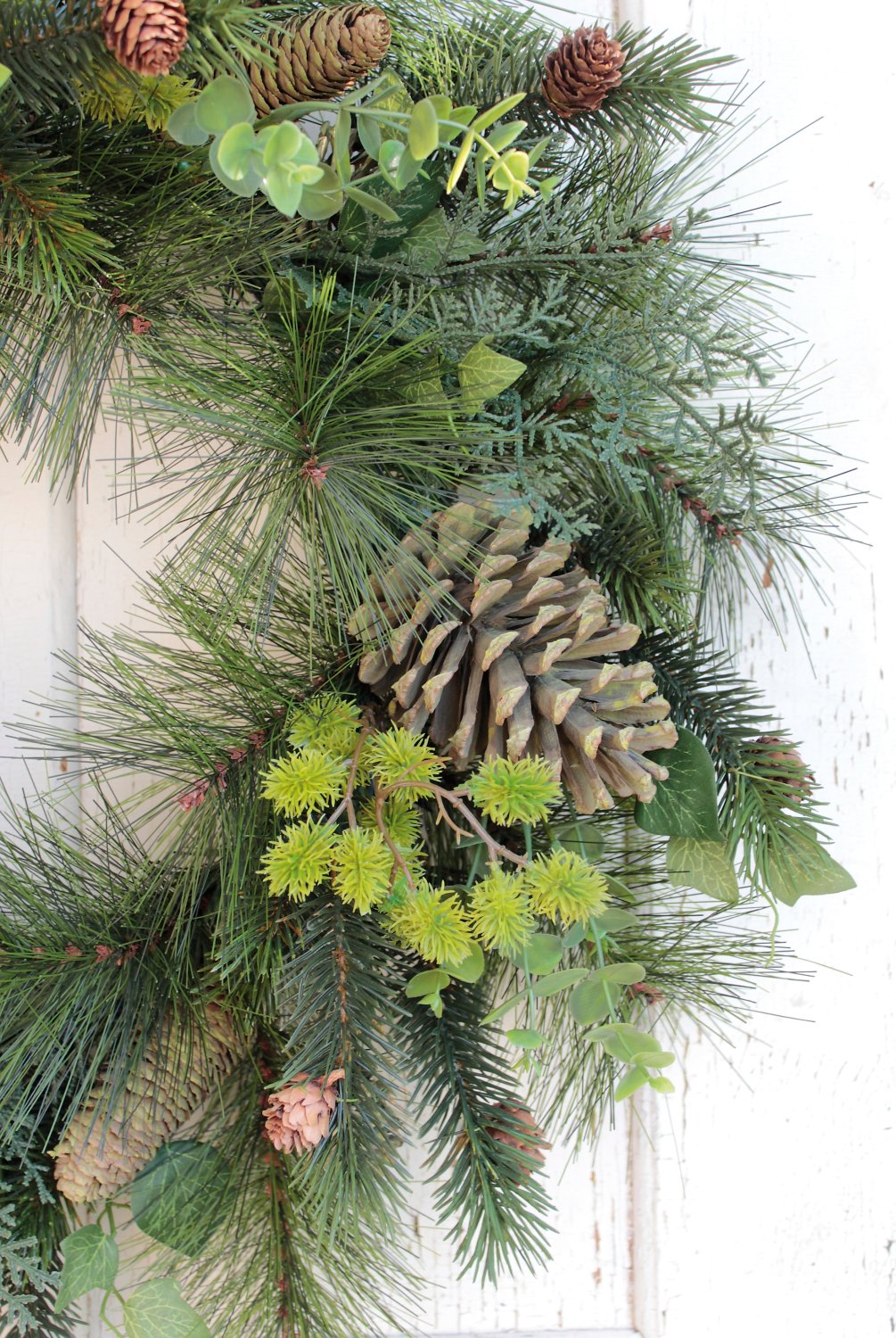 Künstlicher Weihnachtskranz, gemischt, mit Zapfen, Ø 60 cm, grün