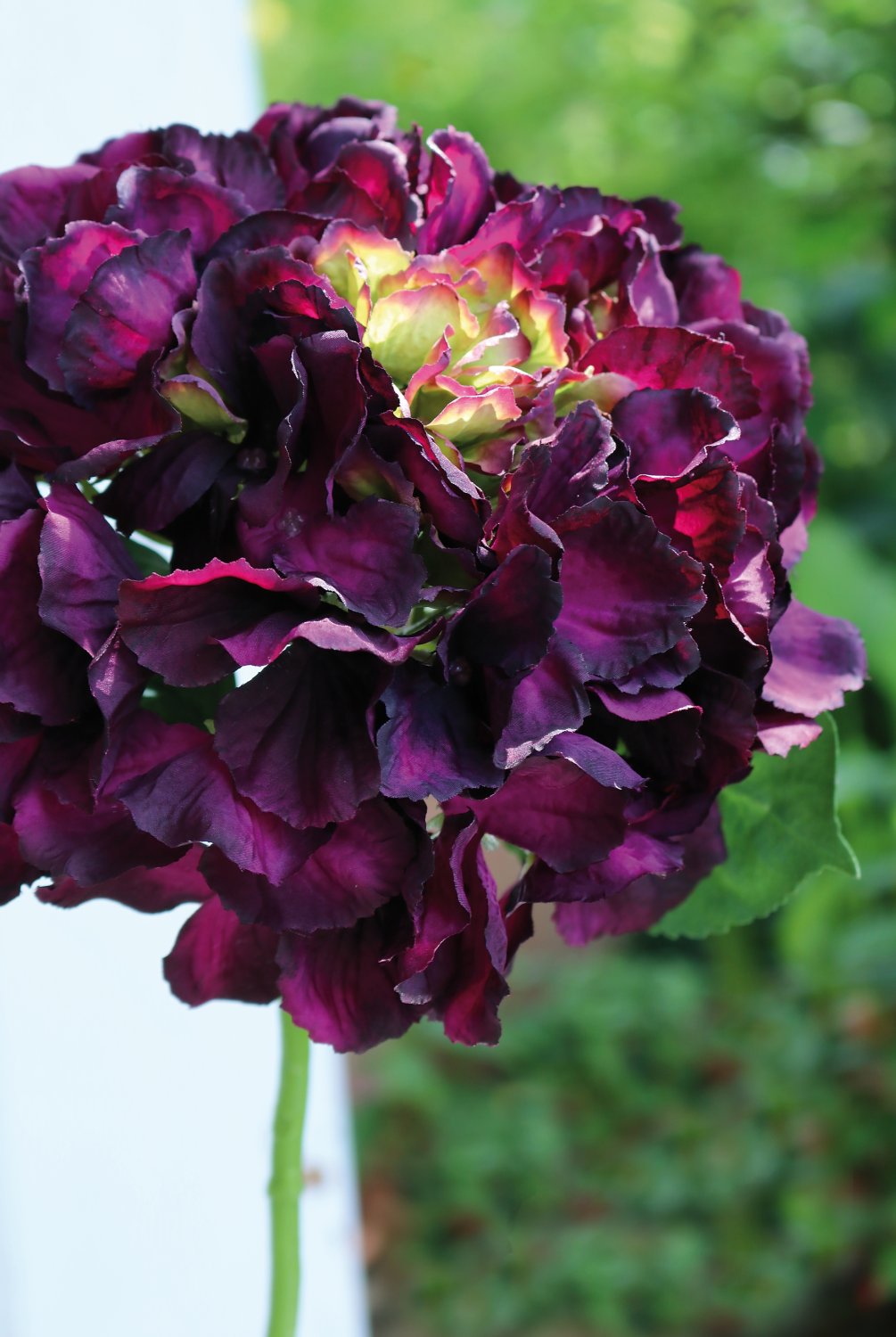 Hydrangea silk flower, 40 cm, antique-dark rose