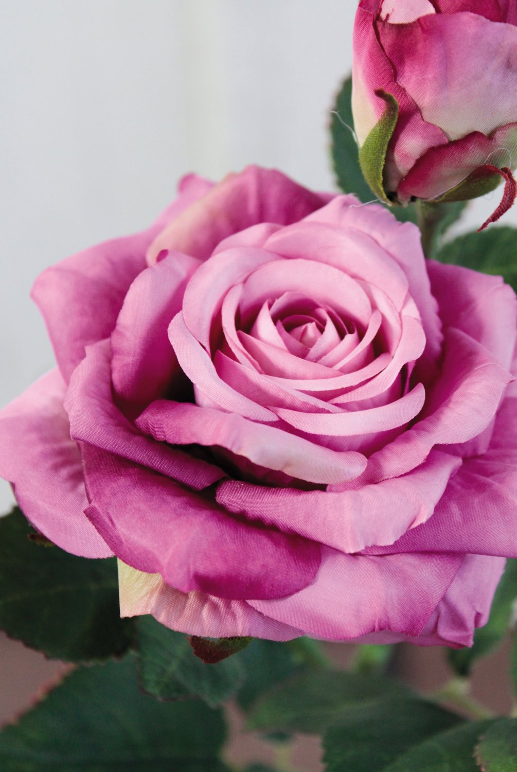 Rose artificial flower, 1 flower, 1 bud, 37 cm, real touch soft, light violet