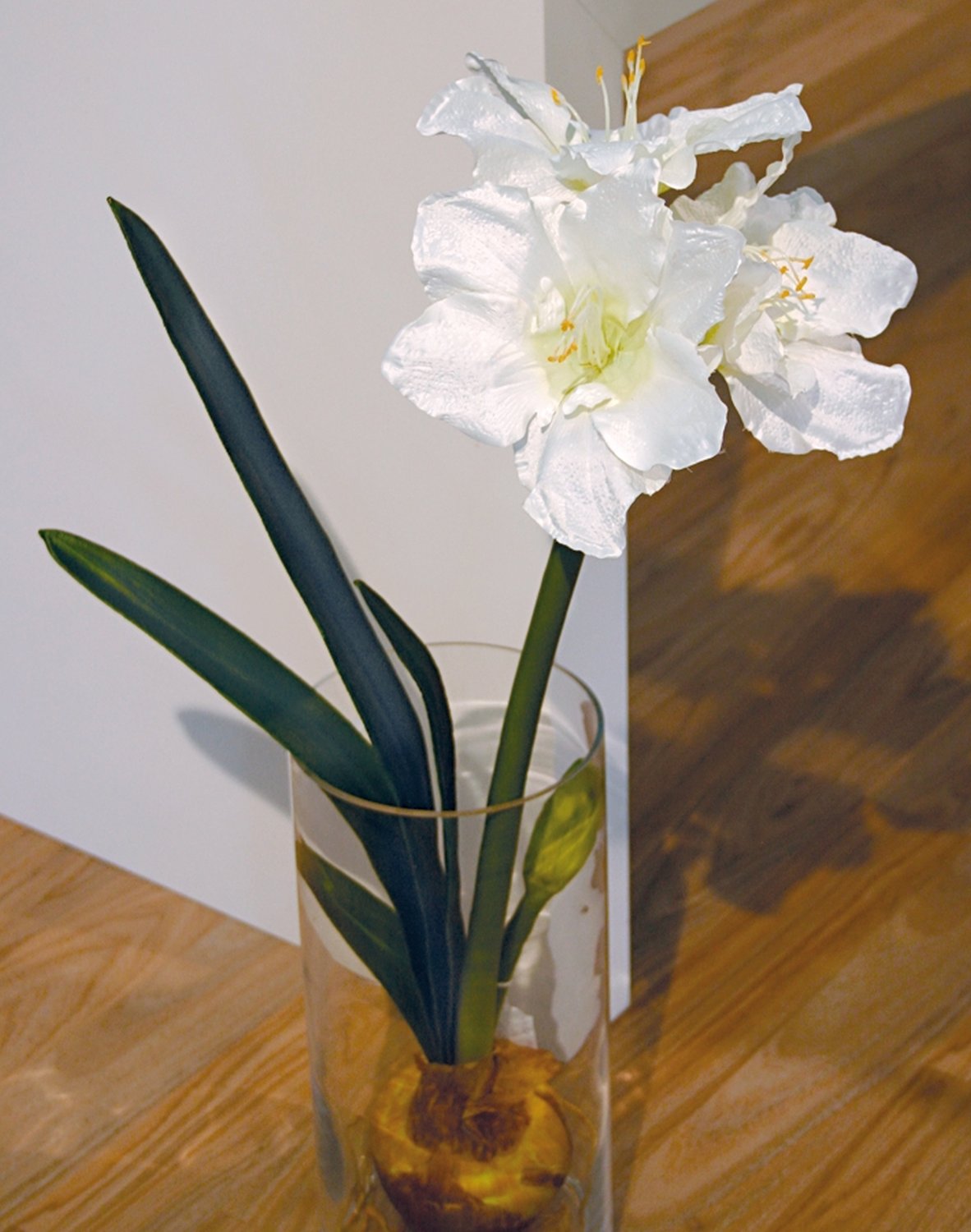 Künstliche Amaryllis mit Zwiebel, 80 cm, creme-weiß