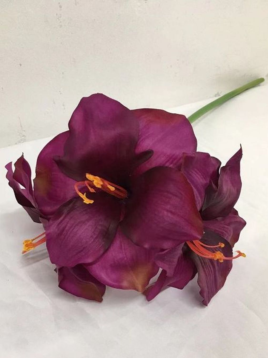 Artificial amaryllis, 80 cm, Real Touch, trendy color dark purple
