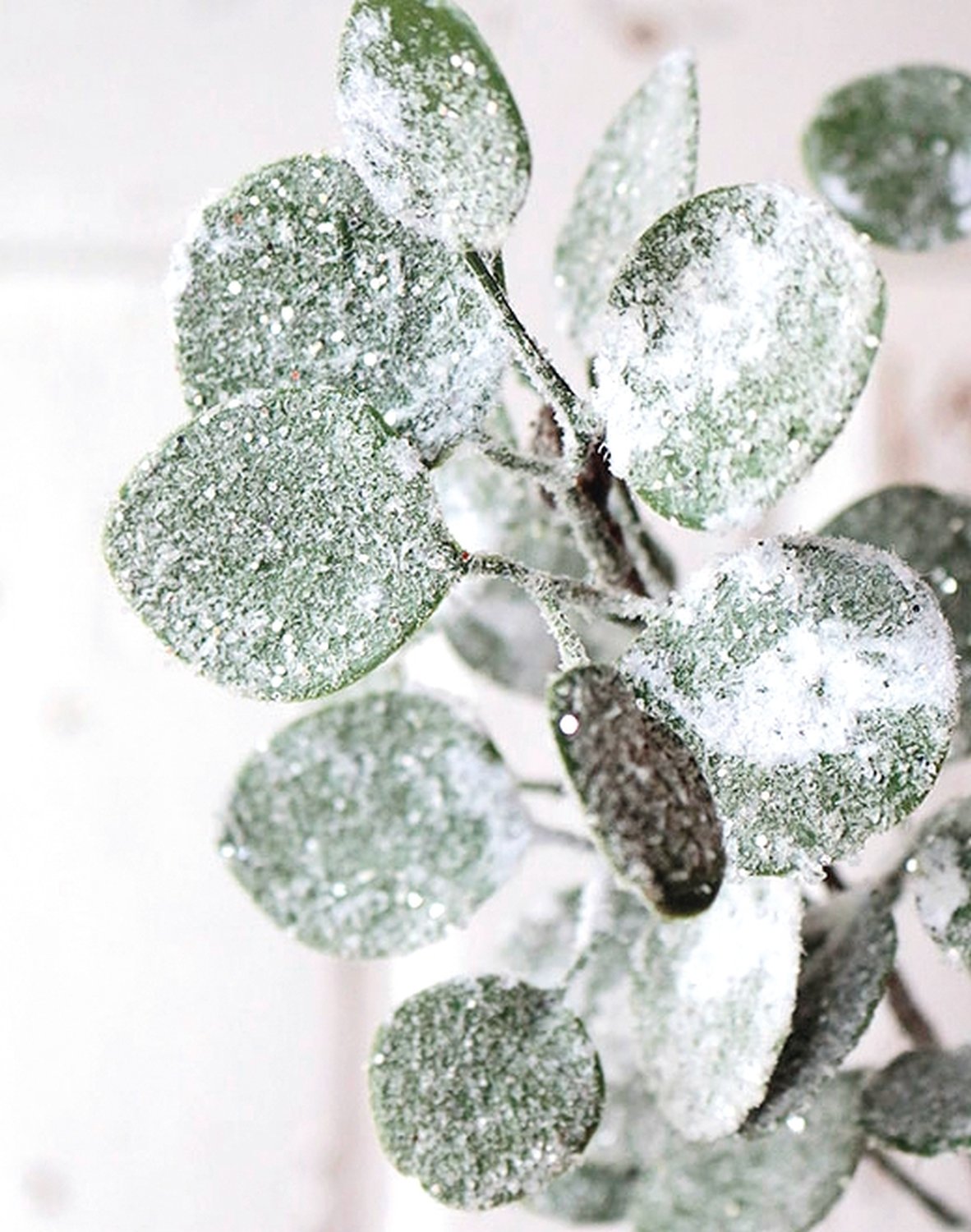 Rama falsa de eucalyptus con nieve, 77 cm, verde escarcha Rama falsa de eucalyptus con nieve, 77 cm, verde escarcha