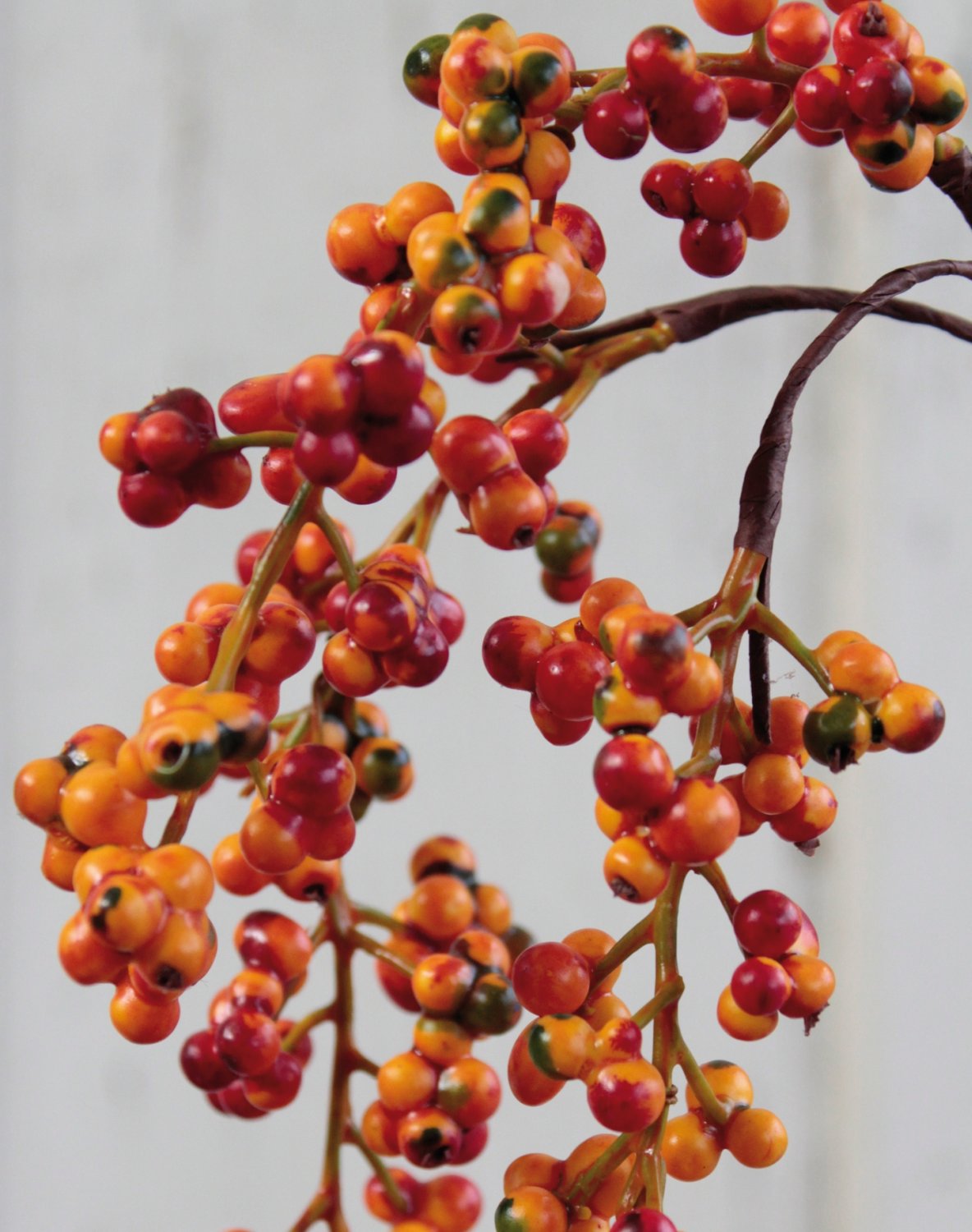 Fake berries branch hanger, 43 cm (total 65 cm), orange