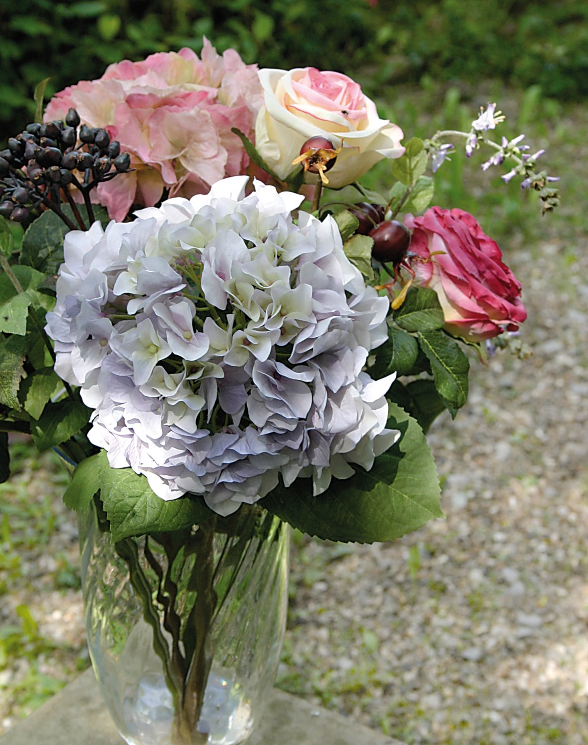 Künstliche Hortensien Mit Vase – Weißes Blumenarrangement Für Zuhause, Büro, Hochzeit, 35 Cm Hoch