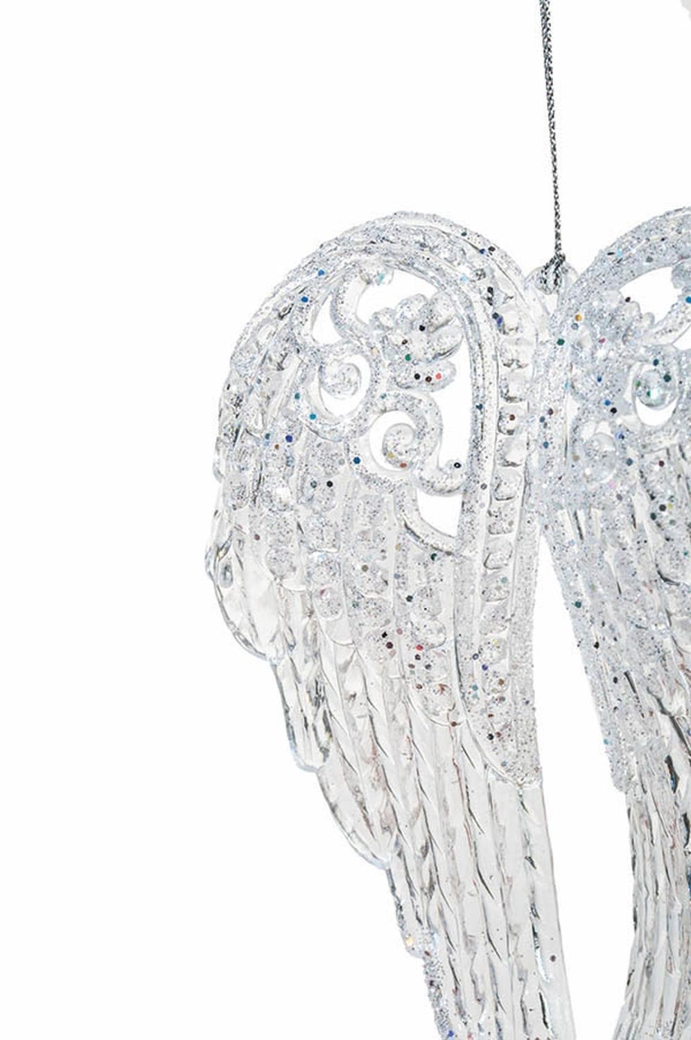 Deco angel wings made of acrylic, 15 cm, white-gold