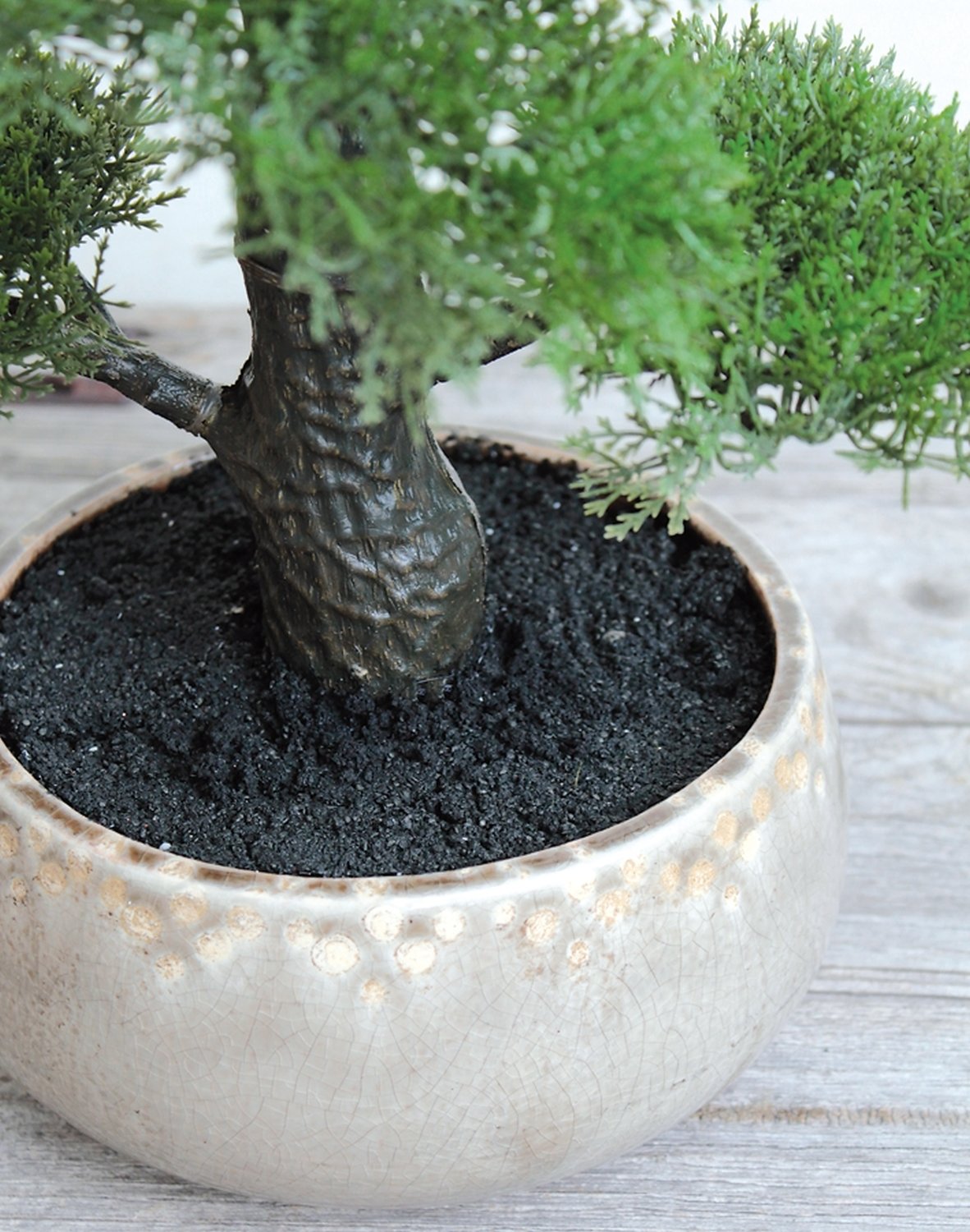 Künstliche Bonsai-Konifere in Keramiktopf, 46 cm, grün